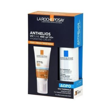 LA ROCHE POSAY Anthelios UVMune 400 Hydrating Cream SPF50+ Αντηλιακή Ενυδατική Κρέμα Με Άρωμα 50ml + Δώρο Eau Thermale Ιαματικό Νερό Για Τόνωση & Ενυδάτωση 50ml