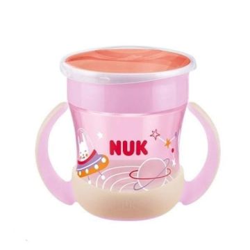 NUK Evolution Mini Magic Cup Night Μωβ Με Χείλος Και Καπάκι 6+, 160ml 