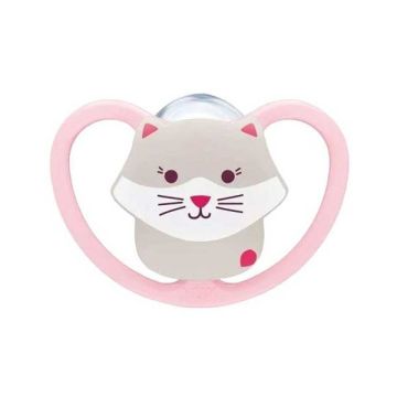 NUK Perfect Match Air Night Πιπίλα Σιλικόνης Γατάκι με Θήκη για 18-36m 1τμχ