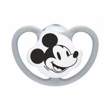 NUK Perfect Match Air Night Πιπίλα Σιλικόνης Mickey Mouse Γκρι με Θήκη για 6-18m 1τμχ