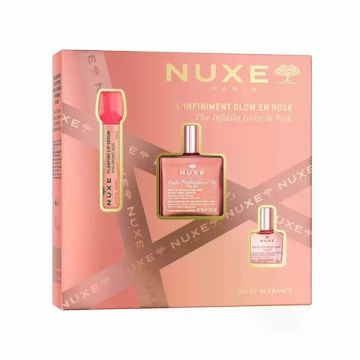 Nuxe Xmas Set The Infinite Glow in Pink με Ξηρό Έλαιο για Λάμψη με Άρωμα 50ml + Ορός Χειλιών για Όγκο, 10ml + Ξηρό Έλαιο για Θρέψη 10ml