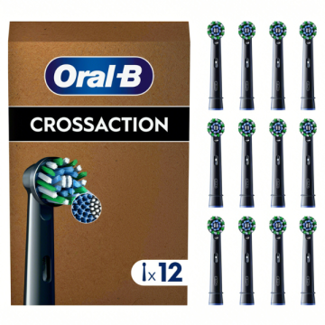 Oral-B Cross Action Black Ανταλλακτικές Κεφαλές Ηλεκτρικής Οδοντόβουρτσας 12τεμ