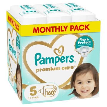 Pampers Premium Care Monthly Pack No.5 (11-16kg) Βρεφικές Πάνες 160τμχ