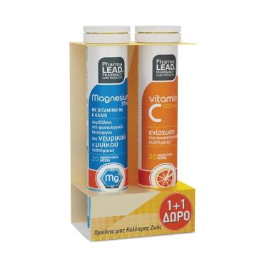 Pharmalead Promo 1+1 Magnesium & Vitamin C 1000mg 2x20 Αναβράζοντα Δίσκια