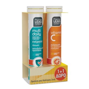 Pharmalead Promo 1+1 ΔΩΡΟ Multi Daily & Vitamin C 1000mg 2x20 Αναβράζοντα Δίσκια