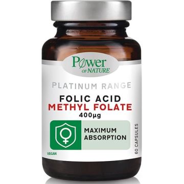 Power of Nature Platinum Range Folic Acid Methyl Folate 400μg 60caps