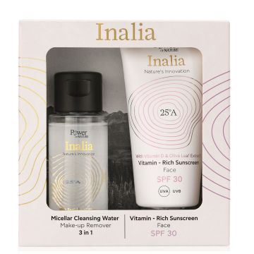 POWER HEALTH INALIA-VITAMIN-RICH SUNSCREEN CREAM FACE SPF 30, 50ml & ΔΩΡΟ MICELLAR CLEANSING WATER, 50ml 