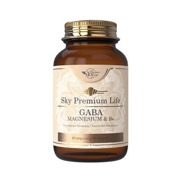 Sky Premium Life Gaba Συμπλήρωμα Διατροφής με Αμινοξύ, Μαγνήσιο & Βιταμίνη Β6 που Βοηθούν στην Καλή Διάθεση, 60tabs