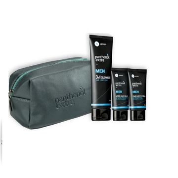 PANTHENOL EXTRA MEN GIFT FOR HIM FACE & EYE CREAM 75ml, AFTER SHAVE BALM 75ml & 3 IN 1 CLEANSER FACE BODY HAIR 200ml